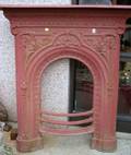 Red Painted Cast Iron Gas Fireplace Surround