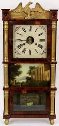 American Empire Mahogany  Gilt Wall Clock