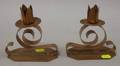 Pair of Arts  Crafts Hammered Copper Candleholders