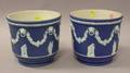 Two Wedgwood Dark Blue Jasper Dip Jardinieres