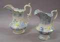 Two English Blue and White Scenic Transfer Decorated Staffordshire Pitchers