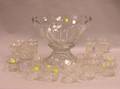 Heisey Colorless Glass Punch on Pedestal with Twentythree Cups