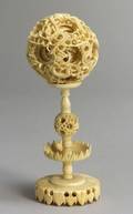 Carved Ivory Puzzle Ball and Stand