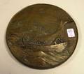 Bronzefinished Resin Whaling Scene Plaque