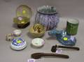 Ten Pieces of Assorted Asian Ceramics and Two Bronze Pen Cases