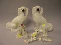 Pair of Staffordshire Spaniels and a Pair of Staffordshire Figural Dog Groups