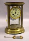 French Brass and Glass Mantel Clock