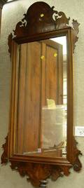 Large Chippendalestyle Mahogany Veneer Mirror