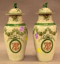 Pair of Chinese Export Porcelain Gilt Green and Monogram Decorated Covered Vases
