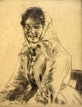 Framed Etching of a Girl After Anders Zorn