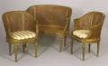 ThreePiece Louis XVI Style Caned Carved Giltwood Suite