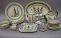 Ninetyfour Piece Quimper Decorated Ceramic Partial Dinner Service