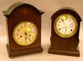 German Inlaid Mahogany Bracket Clock and a Waterbury Clock Co Mahogany Shelf Clock