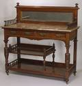 Late Victorian Brown Marbletop Walnut Mirrored Sideboard
