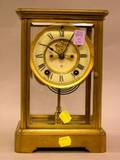 Ansonia Frenchstyle Brass and Glass Mantel Clock