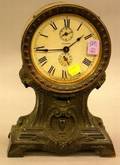 Seth Thomas Brass and Patinated Cast Metal Pedestal Alarm Clock