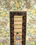 Framed Asian Brocade and Embroidered Textile Panel with Figure