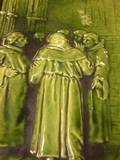 Framed J  JG Low Gloss Green Glazed Ceramic Monks Plastic Sketch Panel