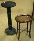 Ebonized Wooden Pedestal and a Mahogany Kettle Stand