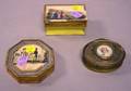 Small Continental Giltmetal Box and Two Small Embellished Paper Boxes