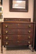 Federal Mahogany Chest of Drawers and a Mahogany Veneer Ogee Mirror