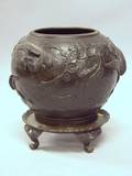 Japanese Bronze Vase on Stand