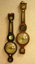 Two English Inlaid Mahogany Banjo Barometers