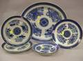 Six Chinese Export Porcelain Blue Fitzhugh Dishes and a Platter