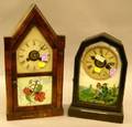 Jerome  Co Rosewood Veneer Steeple Shelf Clock and a Rosewood Grained Shelf Clock