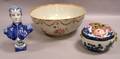 Chinese Export Porcelain Pomegranateform Box Decorated Bowl and Tin Glazed Bust of Napoleon