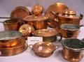 Sixteen Pieces of Copper Kitchen Cookware