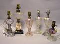 Glass Kerosene Lamp and Five Glass Fluid Lamps
