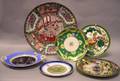 Chinese Export Porcelain Charger and Five Assorted European Decorated Ceramic Plates