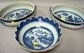 Canton Blue and White Porcelain Scalloped Rim Bowl and a Pair of Serving Bowls