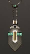 Art Deco Platinum Rock Crystal and Gemset Pendant Necklace