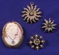 Three Antique Seed Pearl and Diamond Pins