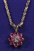 14kt Gold Ruby and Diamond Pendant Necklace