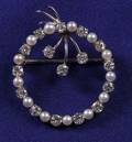 Platinum Diamond and Seed Pearl Circle Brooch