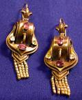 Victorian 14kt Gold and Gemset Buckle Earpendants