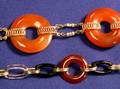 Two Art Deco 14kt Gold and Hardstone Bracelets