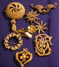 Group of Seven 14kt Gold and Seed Pearl Pins