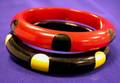 Two Bakelite Laminate Dot Bangles