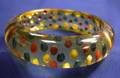 Bakelite Reverse Carved and Painted Polka Dot Bangle