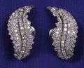 Platinum and Diamond Leaf Earclips