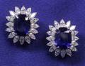 Platinum Sapphire and Diamond Earclips