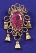 14kt Gold and Pink Tourmaline Brooch Jean Schlumberger c 1950