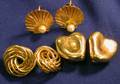 Three Pairs of 14kt Gold Earrings