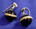 Victorian Black Onyx and Enamel Orb Earpendants