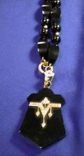 Victorian Black Onyx Enamel and Seed Pearl Pendant Necklace