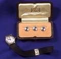 Art Deco Sapphire Shirt Studs and Edwardian Ladys Wristwatch